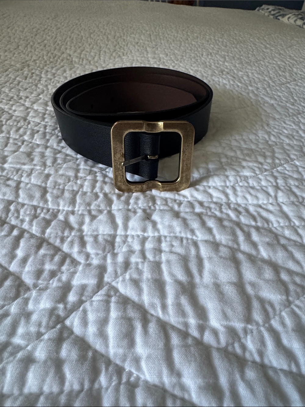 Target Black Women's Belt with Square Gold Buckle